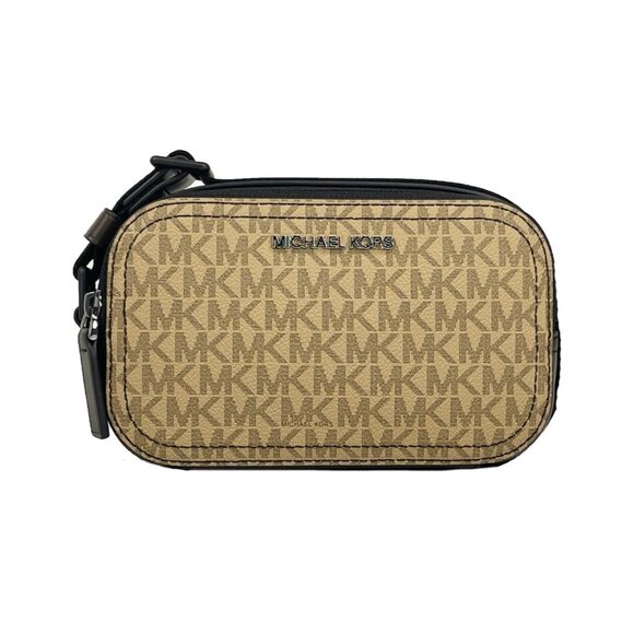NEW Michael Kors Cooper Small Camera Crossbody Bag Camel / Black Handbag Purse - Picture 1 of 6